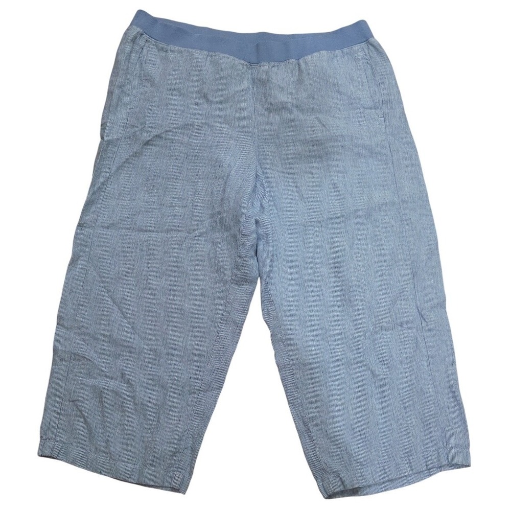 J. Jill Love Linen Coastal Cropped Beach Nautical Relax Striped Pant Stretch XL